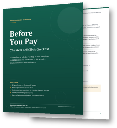 Before You Pay: The Stem Cell Clinic Checklist – free 9-page PDF